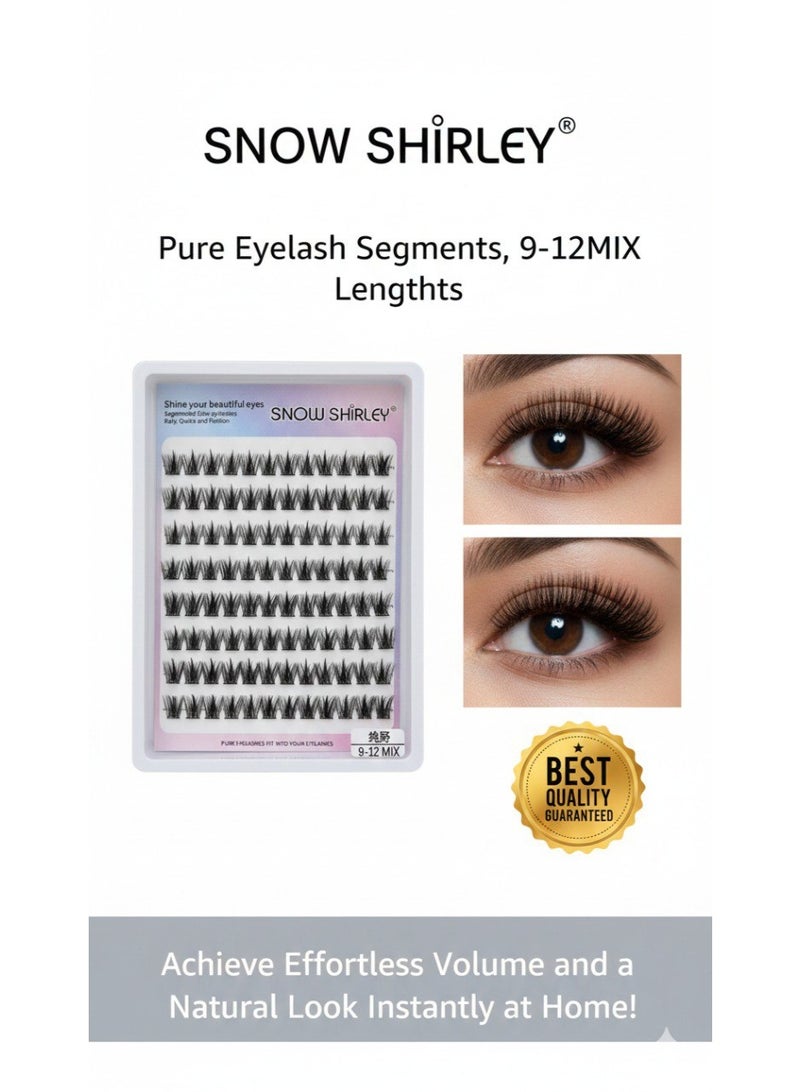 Snow Shirley DIY Segmented Lash Extensions - 30D/40D Cluster Lashes, 0.07mm Thickness, D-Curl, Mixed 9-12mm Tray, Pure Handmade Natural Soft Wispy Eyelashes for Home DIY. - Image 2
